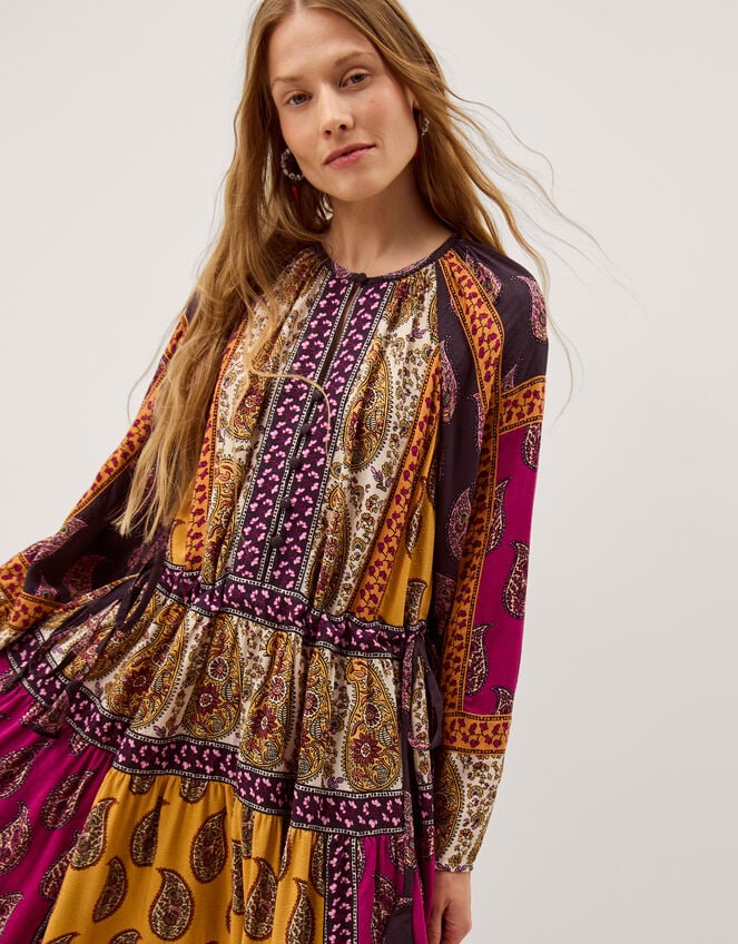 Magdalena Paisley Print Midi Dress, Red (BERRY), large