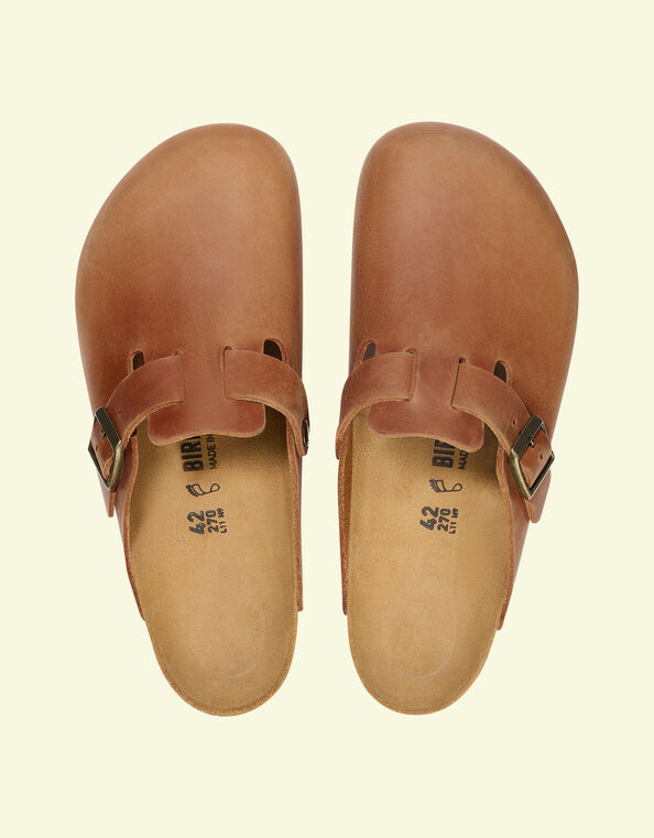 Birkenstock Boston Leather Clogs, Brown (BROWN), large