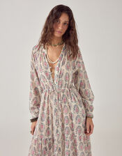 Maison Hotel Anne Floral Shimmer Maxi Dress, Multi (MULTI), large