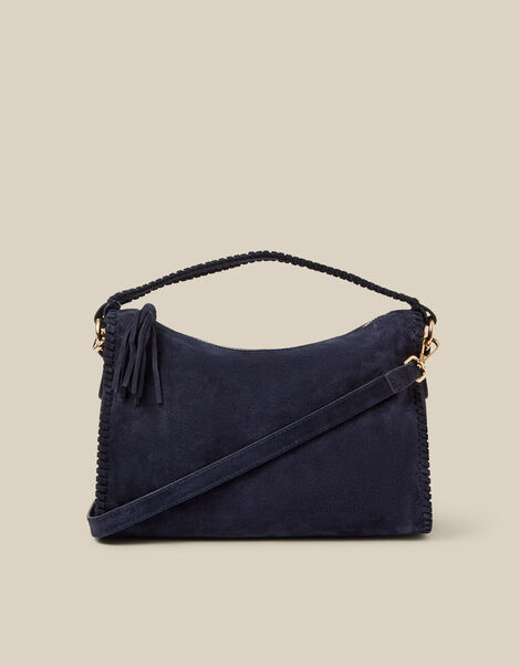Della Suede Handbag, Blue (NAVY), large