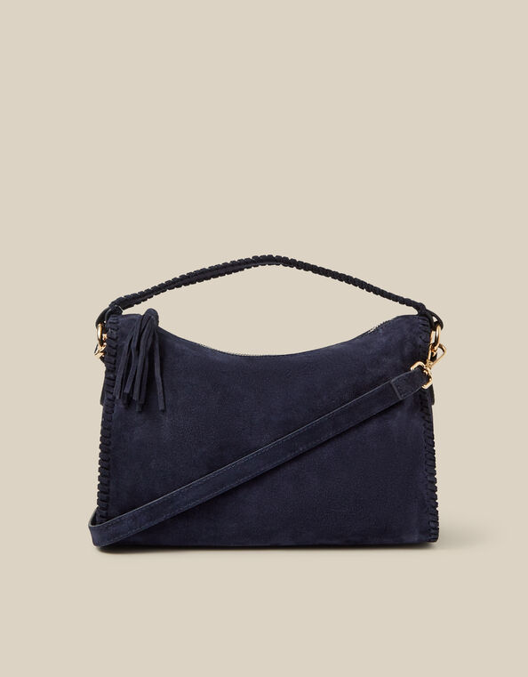Della Suede Handbag, Blue (NAVY), large
