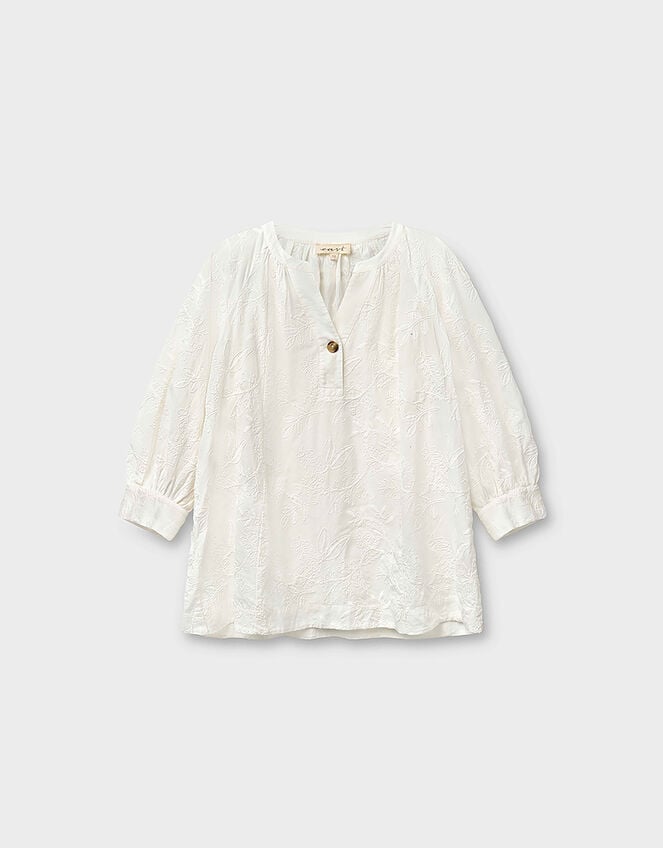 East Ateta Tonal Embroidered Blouse, Ivory (IVORY), large