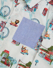 London Print Long Sleeve Shirt , White (WHITE), large