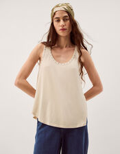 Sabia Stud Jersey Cami Top, Natural (NATURAL), large
