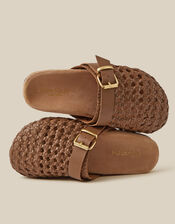 Freya Woven Leather Mules, Natural (NEUTRAL), large