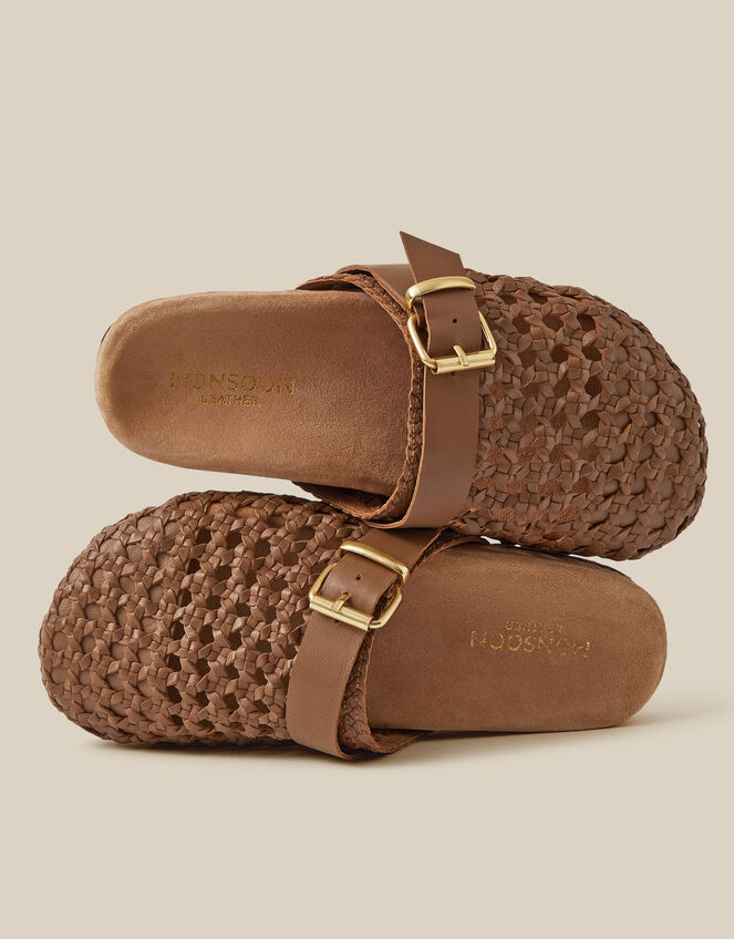 Freya Woven Leather Mules, Natural (NEUTRAL), large
