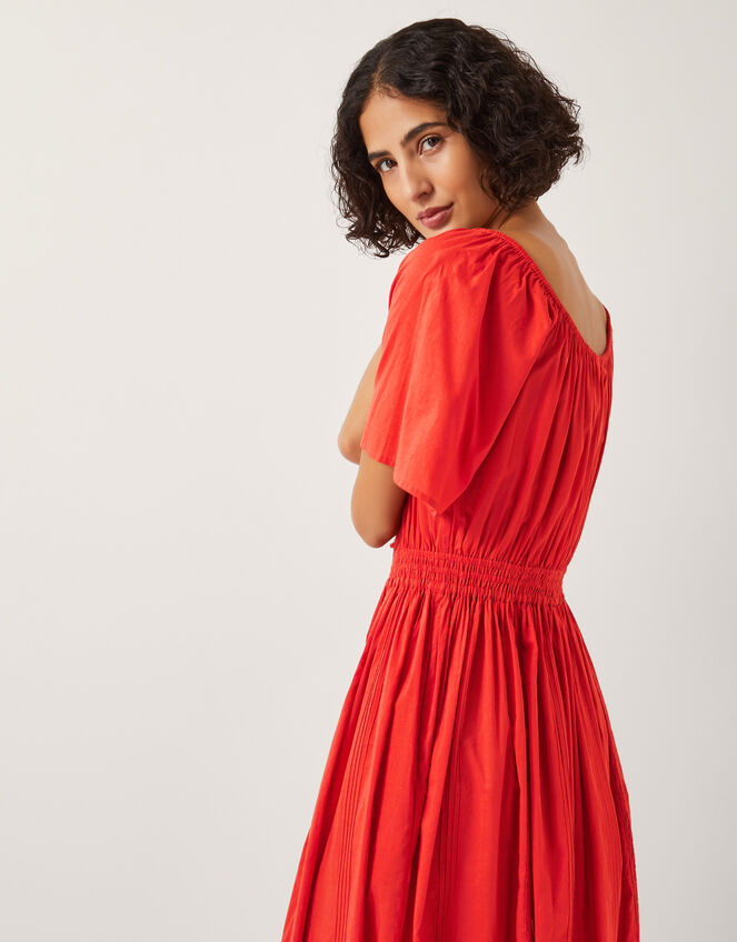 Lane Pintuck Lace Midi Dress, Orange (RUST), large