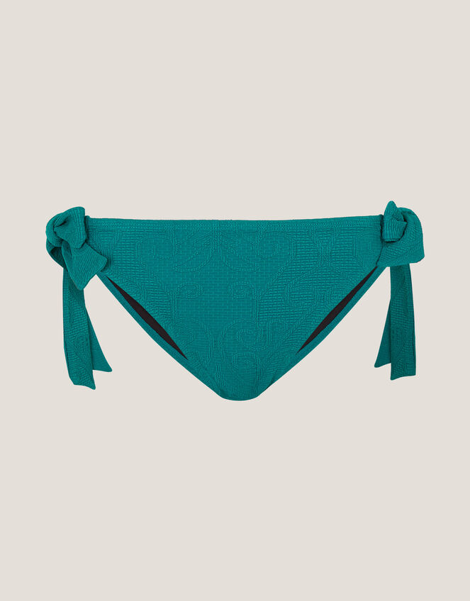 Mia Textured Tie Side Bikini Bottoms, Teal (TEAL), large