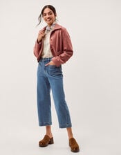 Sierra Scallop Faux Suede Jacket, Pink (ROSE), large