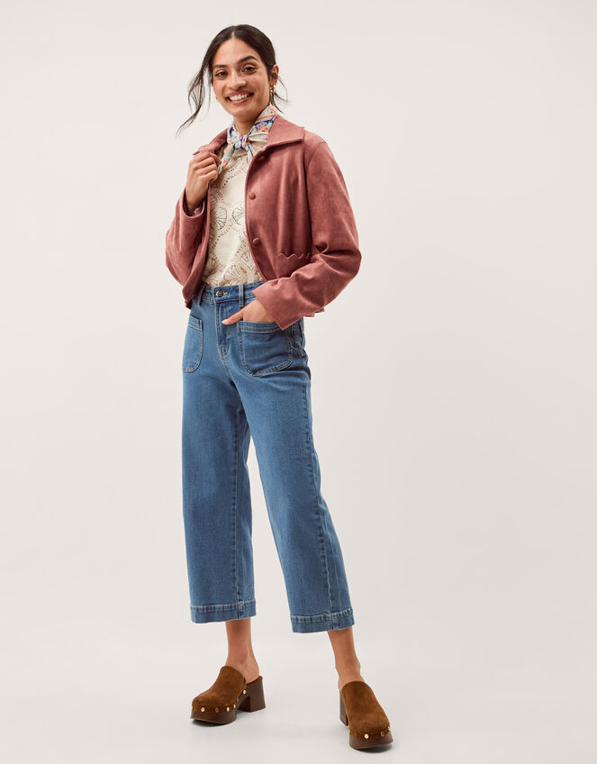 Sierra Scallop Faux Suede Jacket, Pink (ROSE), large