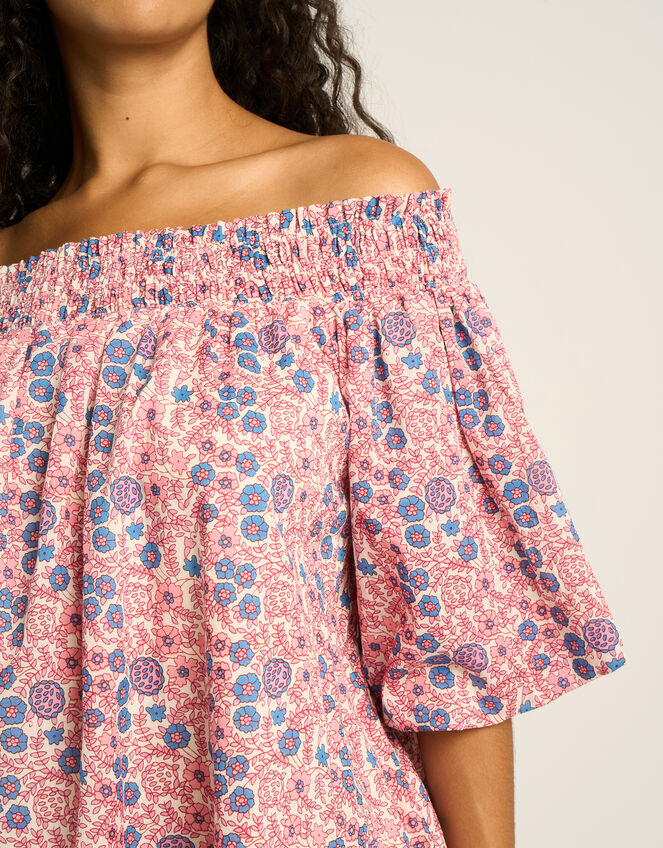 Petite Mendigote Fannie Off-The-Shoulder Floral Mini Dress, Pink (PINK), large