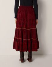 Maison Hotel Josephine Floral Tiered Maxi Skirt, Red (RED), large