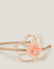 Embellished Flower Glitter Headband, , large