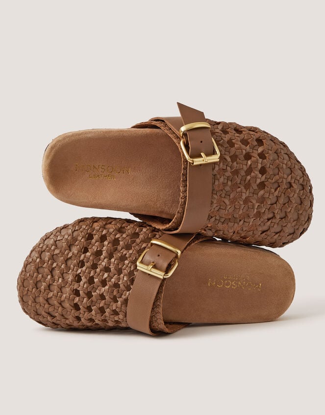 Freya Woven Leather Mules, Natural (NEUTRAL), large