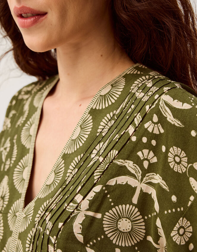 Thalia V-Neck Floral Print Top, Green (GREEN), large