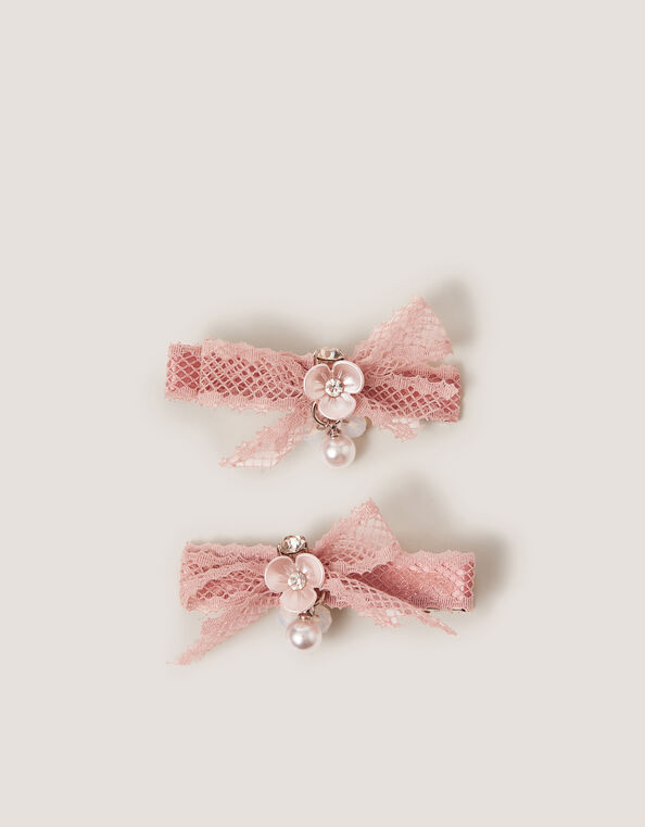 2-Pack Lace Bow Hair Clips, , large