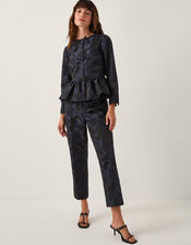 Jayda Floral Jacquard Jacket, Blue (NAVY), large