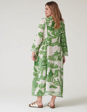 One Hundred Stars Giant Willow Print Midi Dress, Green (GREEN), large