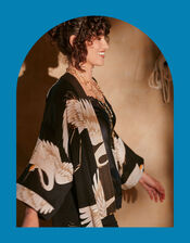 One Hundred Stars Stork Print Kimono Jacket, , large