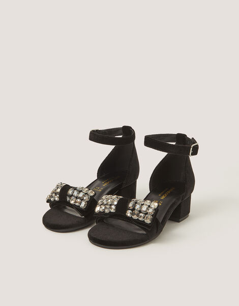 Embellished Velvet Two-Part Heels, Black (BLACK), large