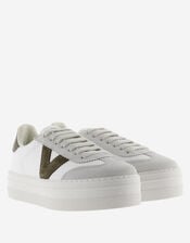 Victoria Barcelona Suede Platform Trainers, Green (KHAKI), large