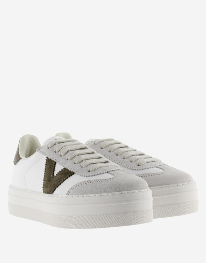Victoria Barcelona Suede Platform Trainers, Green (KHAKI), large