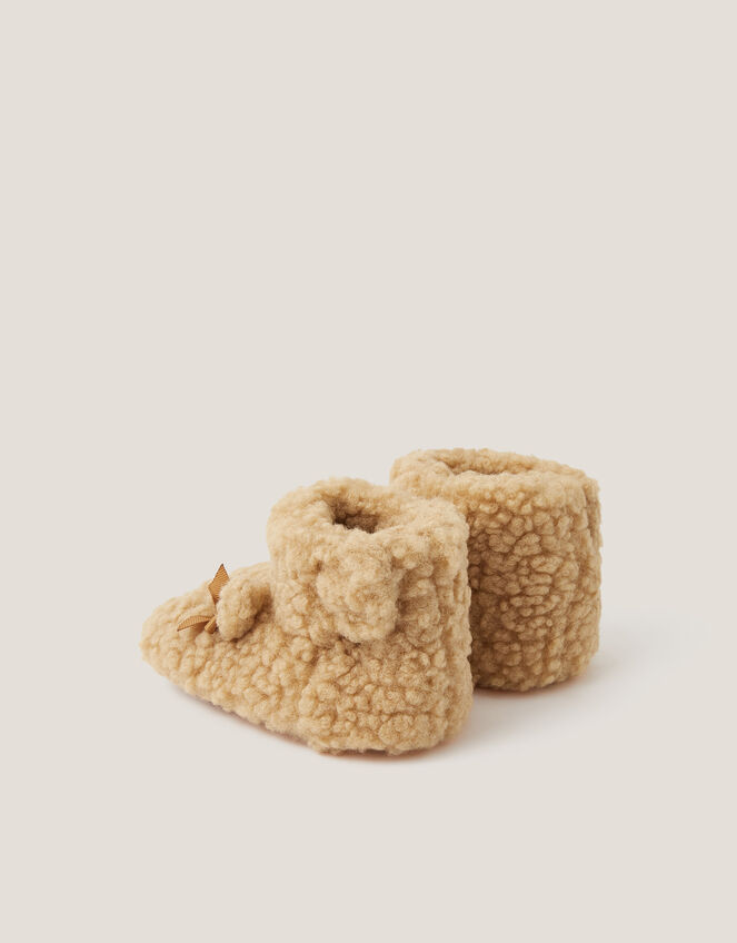Baby Teddy Bear Slipper Boots, Tan (TAN), large