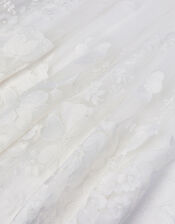 Alicia Satin Floral Embroidered Dress, Ivory (IVORY), large