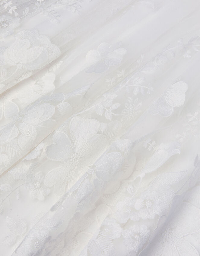 Alicia Satin Floral Embroidered Dress, Ivory (IVORY), large