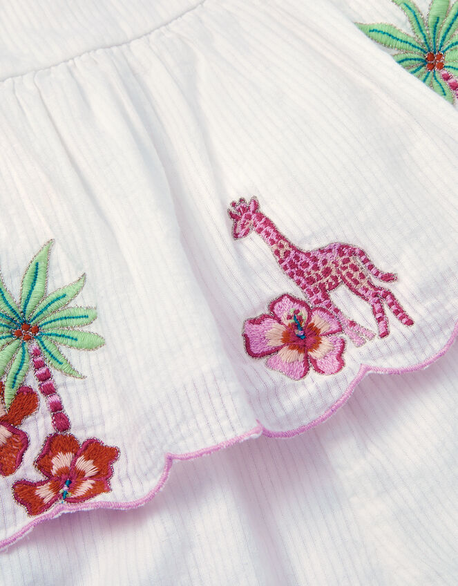 Baby Giraffe Embroidered Top & Shorts Set, Ivory (IVORY), large