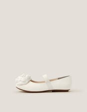 Rosette Strap Ballet Flats, Ivory (IVORY), large