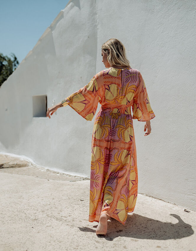 Piti Cuiti Plunge Floral Print Maxi Dress , Orange (ORANGE), large