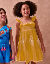 One Shoulder Floral Embroidered Romper, Blue (BLUE), large