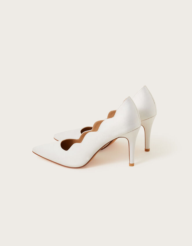 Scallop Satin Bridal Court Shoes, Ivory (IVORY), large