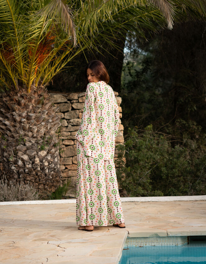 La Galeria Elefante Star Print Wide Leg Trousers, Orange (PEACH), large