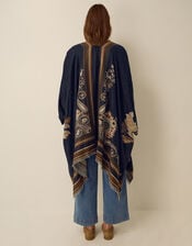 Crissy Jacquard Poncho, Blue (NAVY), large