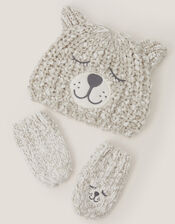 Baby Bear Hat & Mitten Set, Grey (GREY), large