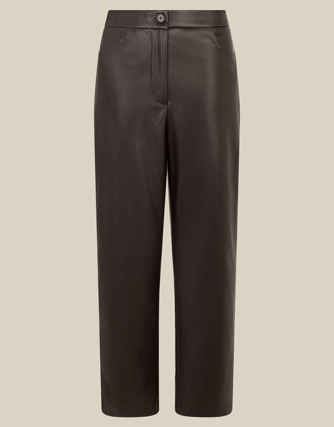 Libby Faux Leather Straight Leg Trousers, Black (BLACK), large