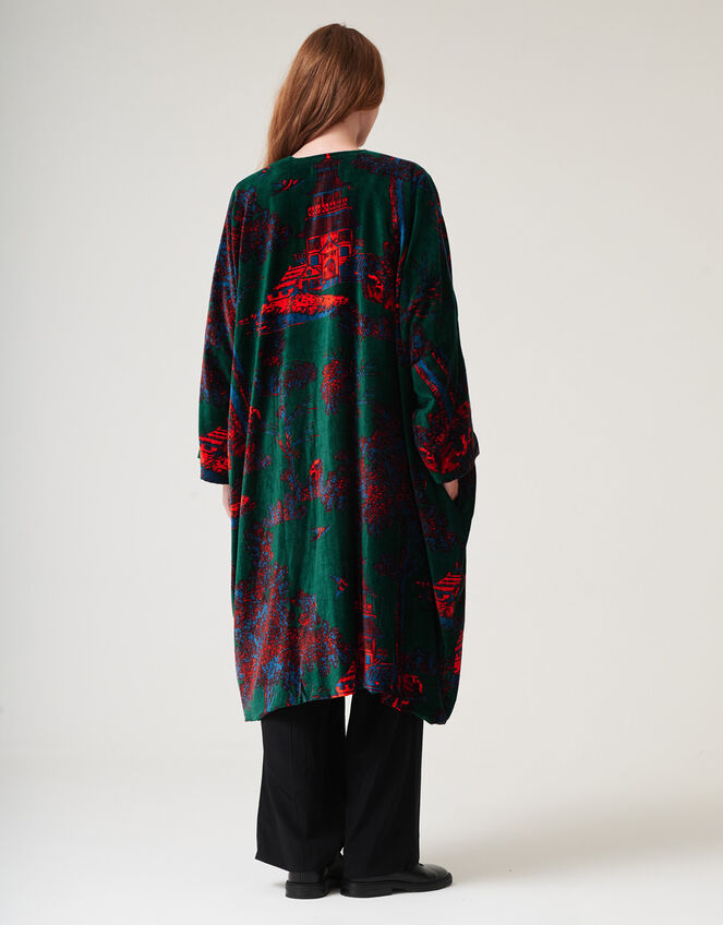 One Hundred Stars Pagoda Forest Long Velvet Jacket, , large