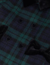 Charlotte Velvet Collar Tartan Coat, Green (GREEN), large