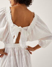 Nova Broderie Back Tie Mini Dress, White (WHITE), large