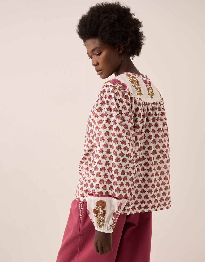 East Karmen Hand Woodblock Blouse, Pink (PINK), large