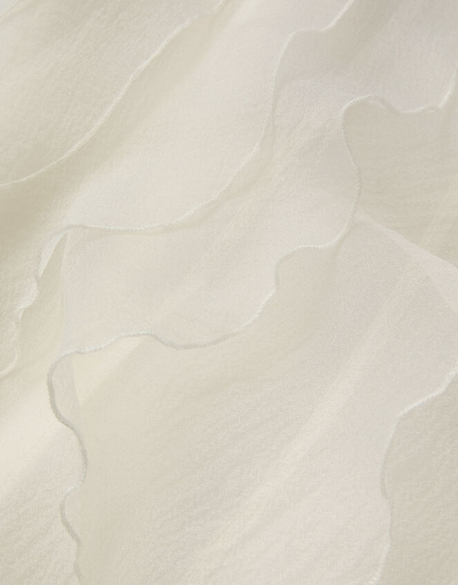 Sequin Embellished Ruffle Party Dress, White (WARM IVORY), large