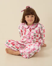 Christmas Cracker Long Pyjamas & Hair Scrunchie Set, Cream (CREAM), large