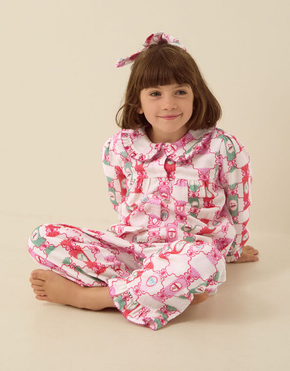 Christmas Cracker Long Pyjamas & Hair Scrunchie Set, Cream (CREAM), large