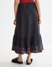 Scotch & Soda Embroidered Midi Skirt, Grey (CHARCOAL), large
