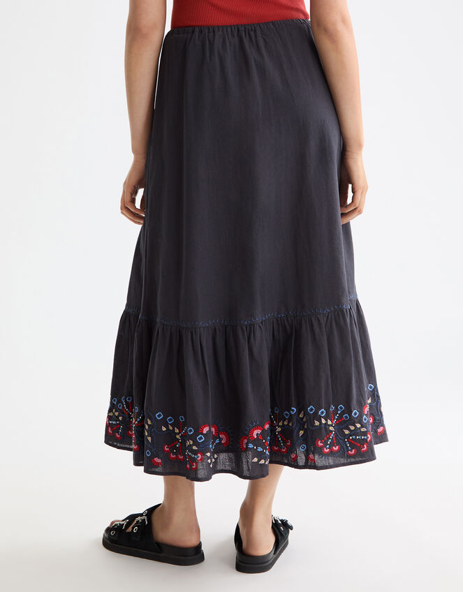 Scotch & Soda Embroidered Midi Skirt, Grey (CHARCOAL), large