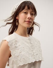 Lexi Sleeveless Embroidered Linen Blend Top, Ivory (IVORY), large