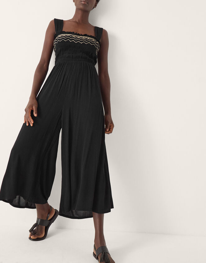 Billie Embroidered Jumpsuit, Black (BLACK), large