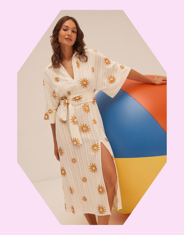 Sundress Soidee Sun Print Midi Dress, White (WHITE), large